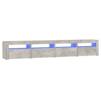 Mueble De Tv Con Luces Led Gris Hormigón 240x35x40 Cm
