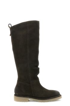 botas de ante con pliegues dark brown