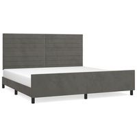 cama matrimonial  cama para adultos  estructura cama con cabecero terciopelo gris oscuro 200x200 cm