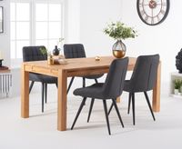 verona 150cm oak table with heidi faux leather chairs - brown 4 chairs