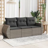 conjunto de sofa de jardin 3 uds  mueble jardin mesa y sillas y cojines ratan sintetico gris cfw523701