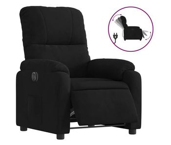 Vidaxl sillón reclinable eléctrico tela de microfibra negro