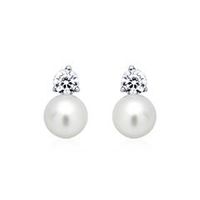 pendientes plata perla agua dulce circonita blanca