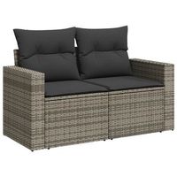 sofa de jardin  sofa de exterio con cojines 2 plazas ratan sintetico gris