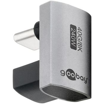 Cambiador de género Goobay 74445 USB-C macho a hembra con ángulo U, 40 Gbps y 240 W