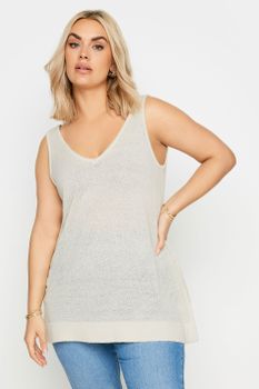 Yours Top Sin Mangas De Punto Marfil, Mujer Curvy Y Tallas Grandes, Yours