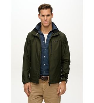 Superdry para hombre. M5012163A Chaqueta cortavientos sin logotipo y sin capucha verde (M), Casual, Poliéster