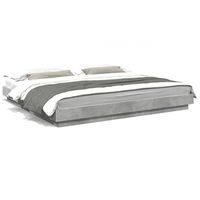 estructura cama con luces led madera gris hormigon 180x200 cm