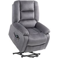 homcom sillon de television con ayuda para levantarse funcion de calor y masaje mando a distancia y bolsillo lateral gris oscuro