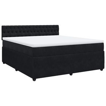 Cama Box Spring Con Colchón Terciopelo Negro 180x200 Cm Vidaxl