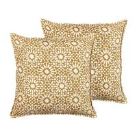 conjunto de 2 cojines de algodon beige arena 45 x 45 cm patron geometrico ceiba