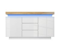 comoda con led - 3 cajones y 2 puertas con estantes regulables - blanco