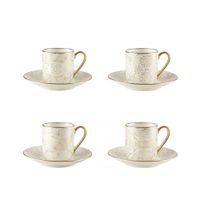tazas de cafe con platos blancos con diseno abstracto - set de 4