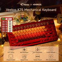 akko 5075 x veekos k75 teclado mecanico para juegos 75 rgb 35 pines teclado personalizado con cable de intercambio en caliente con junta de perilla