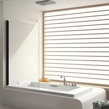 Panel Abatible De Baño Rita Con Perfil Negro Mate  85 X 150 Cm