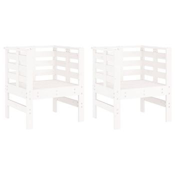 Pack 2 Uds Sillas De Jardín | Silla De Exterior | Sillón Madera Maciza Pino Blanco 61,5x53x71 Cm