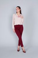 blusa con estampado plisado en el escote oat