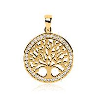 colgante arbol de la vida en oro 8 quilates con circonita