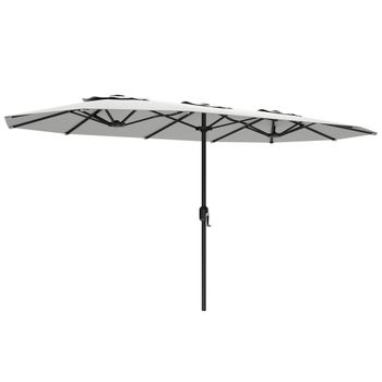 Outsunny Sombrilla Doble con Manivela Manual Protección UV50+ Funda Resistente al Agua Sombrillas para Jardin 4,6x2,6 m Blanco   Aosom España