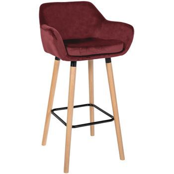 Taburete De Bar Grant Terciopelo Rojo 46x55x99 Cm Clp