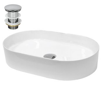 Lavabo Cerámico Ovalado Con Agujero Blanco Ecd Germany