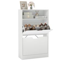 zapatero de cuatro niveles con divisiones ajustables blanco  24 x 60 x 102 cm