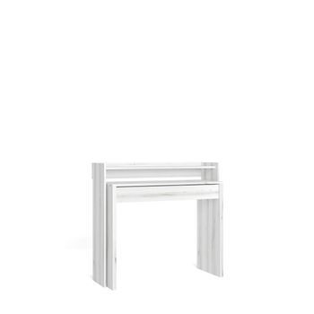 Escritorio Extensible, Mesa Escritorio Ordenador, 99x90x35cm, Retractil, Oficina O Estudio, Estilo Moderno, Blanco Veteado