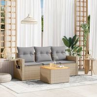 conjunto de sofas jardin con cojines beige mezcla 4 uds  mueble jardin mesa y sillas ratan pe cfw927890