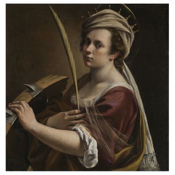 Legendarte - Cuadro Lienzo, Impresión Digital - Autorretrato Como Santa Catalina De Alejandría - Artemisia Gentileschi - Decoración Pared Cm. 50x50