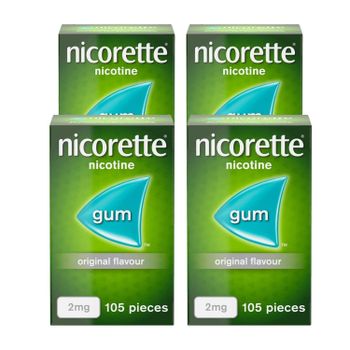 Nicorette Original Gum 2mg - 105 Pieces - 4 Pack
