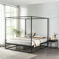 estrucrura de cama kristianstad con dosel metal 160x200 cm - negro encasa