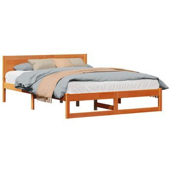 Estructura De Cama Con Cabecera Marrón Cera 160 X 200 Cm Vidaxl