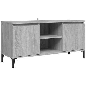 Mueble Tv | Mueble De Salón | Armario Tv Con Patas De Metal Gris Sonoma 103,5x35x50 Cm