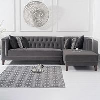 tammie grey velvet right facing 4 seater corner chaise sofa