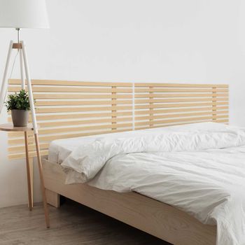 Dhome Cabecero De Madera Reciclada Dm Para Camas De 210 Estilo Japones Con Patas Dual Dividido En 2 Piezas Cama Palet Herrajes Incluidos (220cm Dual, Madera Natural)