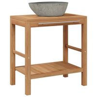 mueble tocador madera teca maciza con lavabo de piedra de rio vidaxl