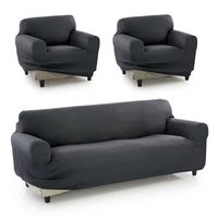 funda sofa poliester algodon y elastano gris oscuro trio sofa