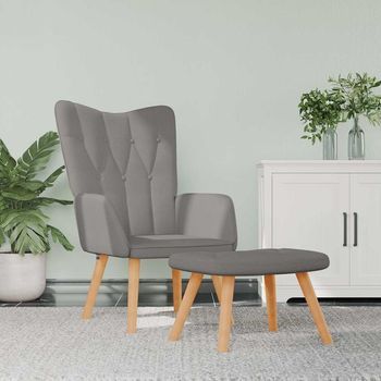 Sillón De Salón | Silla | Sillón De Relax Con Reposapiés De Tela Gris Taupé Cfw41208