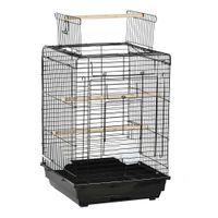 jaula metalica para pajaros pawhut con comederos bandeja extraible y asa 40l x 40l x 59h cm negro