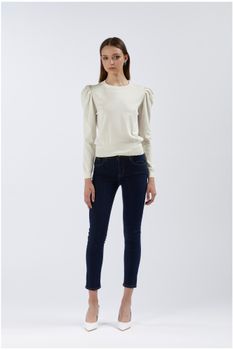 jersey de cuello redondo en mezcla de viscosa white