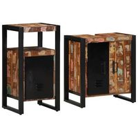 juego de muebles de bano  armario de bano 2 piezas madera solida recuperada