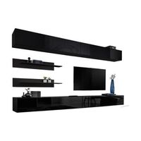 conjunto de muebles colgantes fly color negro mate y negro brillante