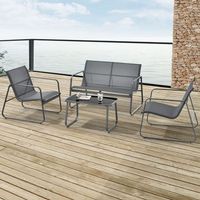 conjunto de muebles de jardin anzi 4 piezas acerovidrio - gris casapro