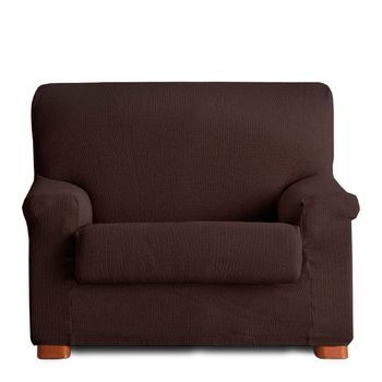 Funda De Sillón Elástica Premium Con Funda Cojín Aparte E Incluída Muy Suave Marrón 80 - 110 Cm