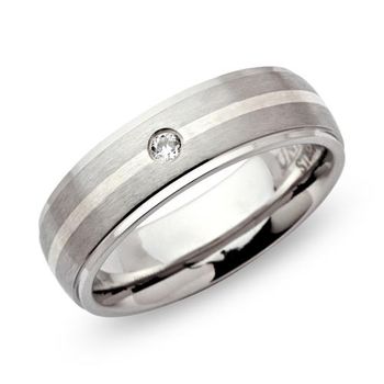 Anillo moderno de acero inoxidable circonita plateada 6mm