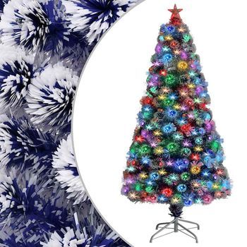 Árbol De Navidad Con Luces Fibra Óptica Blanco Y Azul 120 Cm Vidaxl