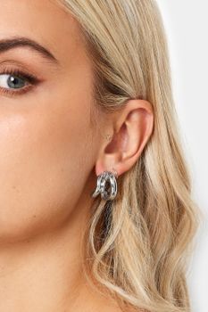 Pendientes Plateados De Triple Aro Irregular