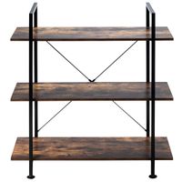 costway estanteria para libros industrial libreria estable de 3 niveles con estructura de metal para oficina cocina 90 x 36 x 99 cm marron