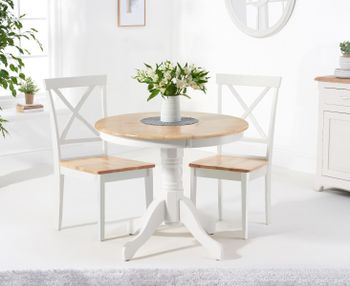 Epsom 90cm Oak and White Painted Dining Table with Chairs - Oak and White, 2 Chairs