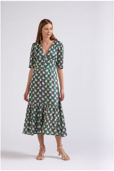 vestido largo estampado tipo camisero geometric xs